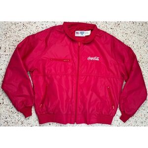 MBA Vintage Men's Full Zip Embroidered‎ Coca Cola Satin Jacket Size XL
